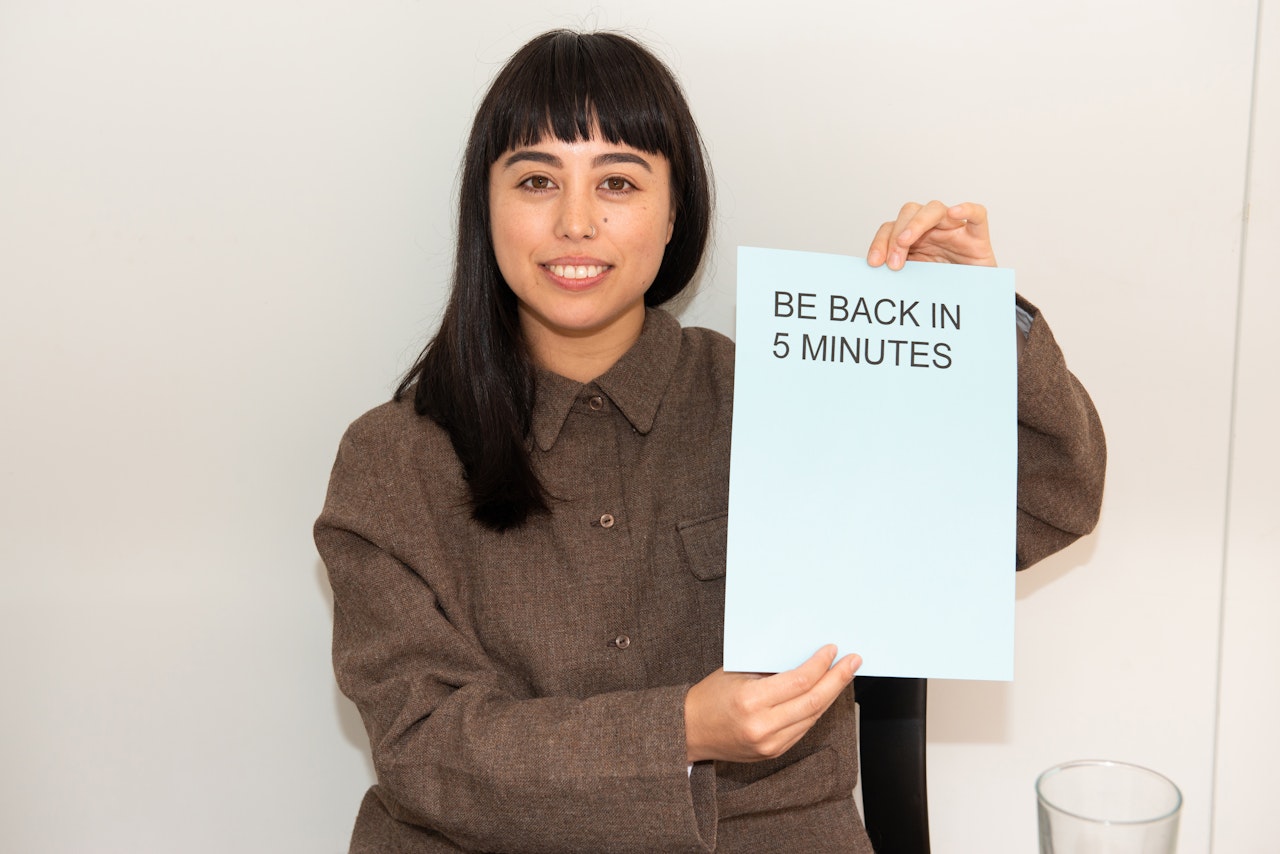 Ana performing in WORKPLACE: a live, participatory installation exploring futures of work.