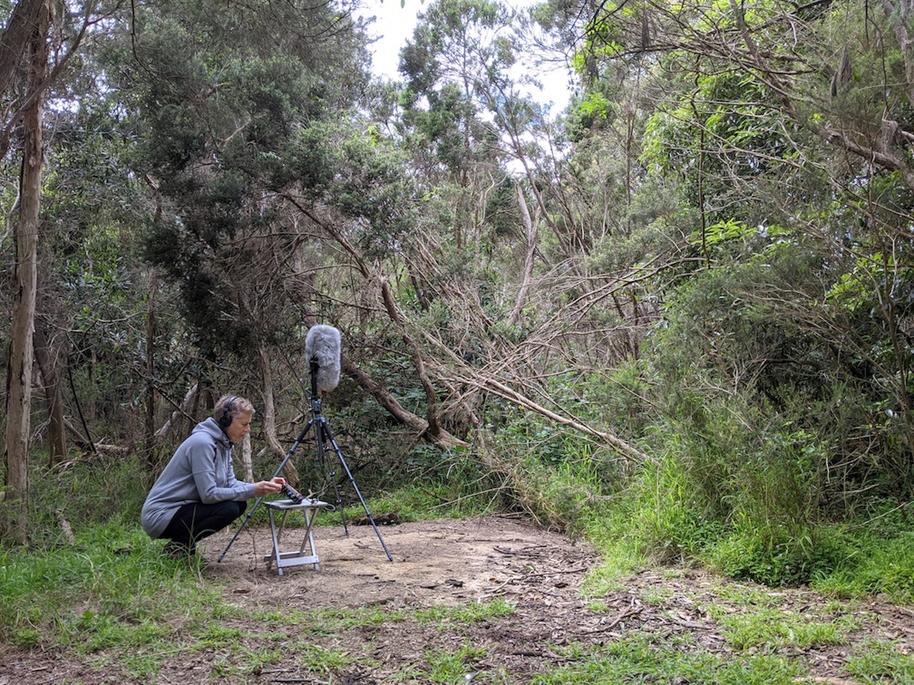 49. Madelynne Cornish, recording with ambisonic microphone at McClelland 2020.2 copy