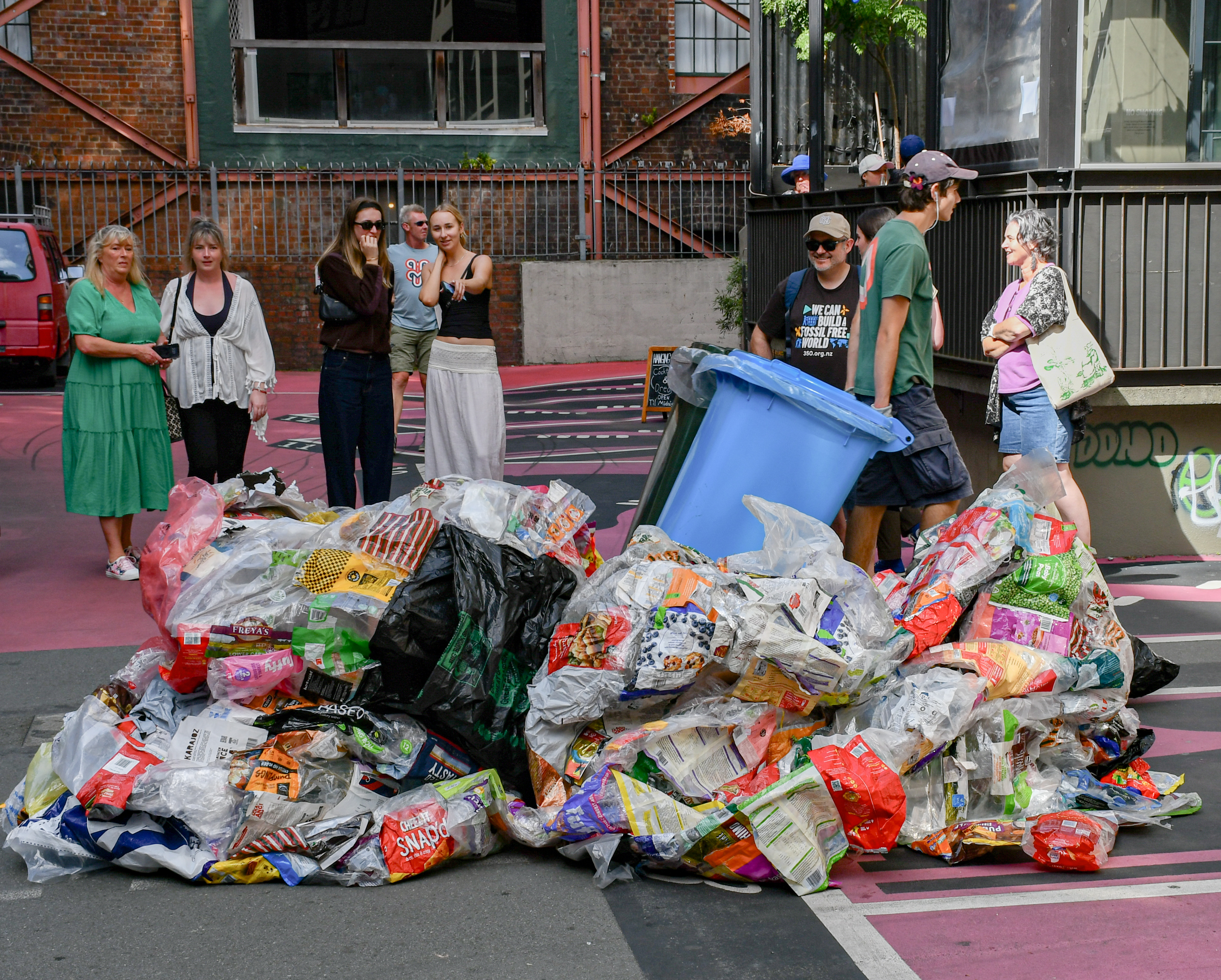 Bins and adults and two weeds Rubbish 8